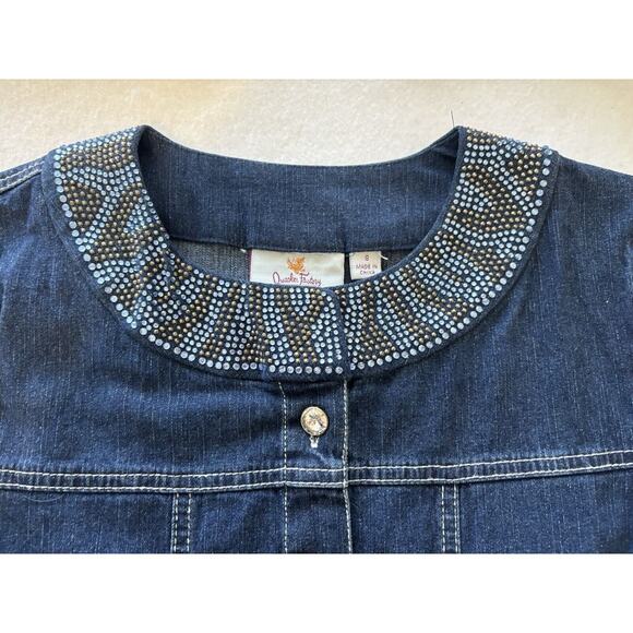 Quacker Factory Jean Jacket Rhinestone‎ Embellished Blue Small NWT Casual Wear - Picture 5 of 9